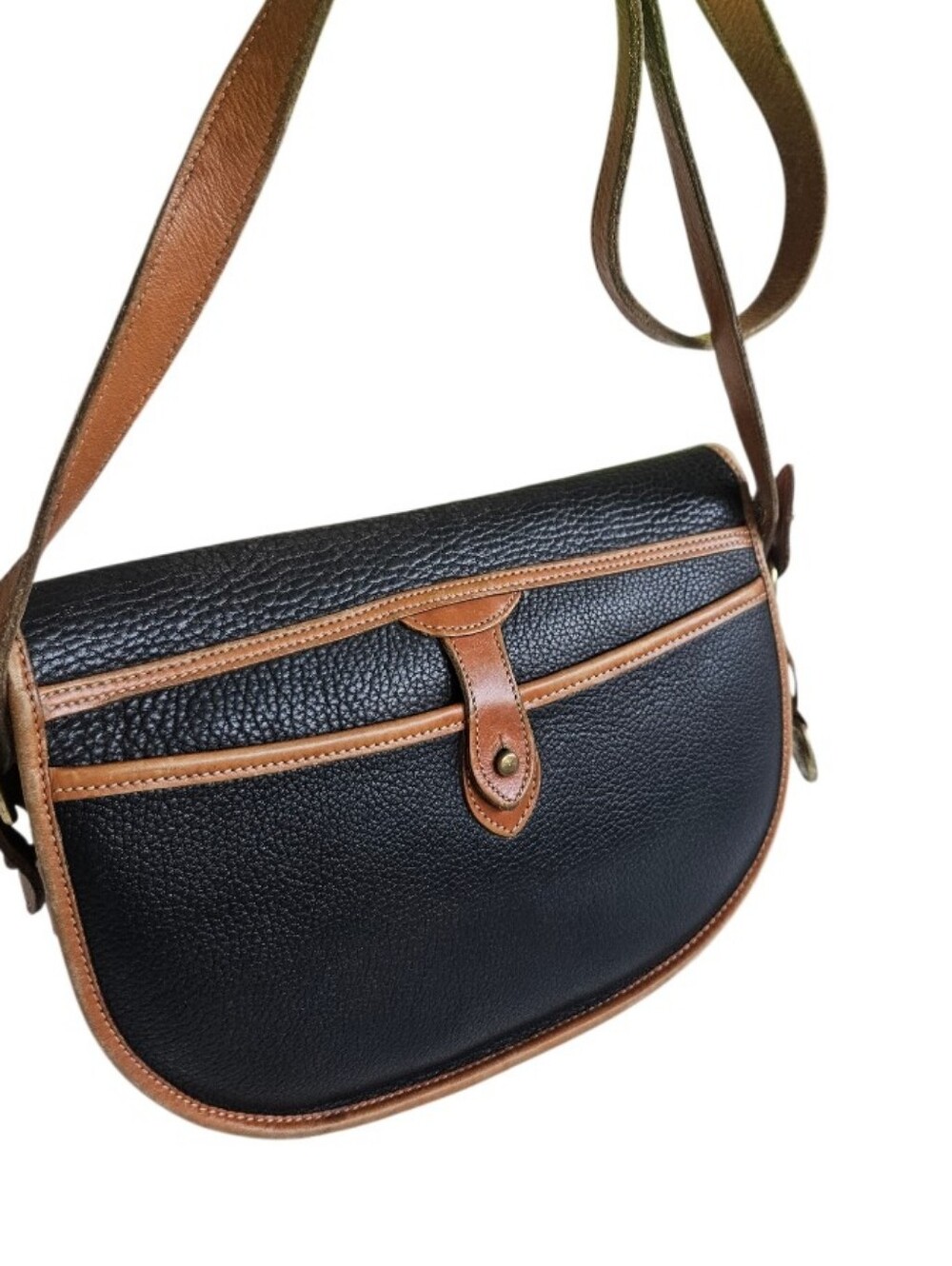 Dooney & Bourke Vintage Leather Crossbody Saddle Bag in Black and Brown - Picture 8 of 13